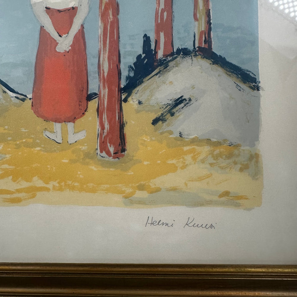 Vintage tavla med sjölandskap, inramad - Homy Secondhand Online