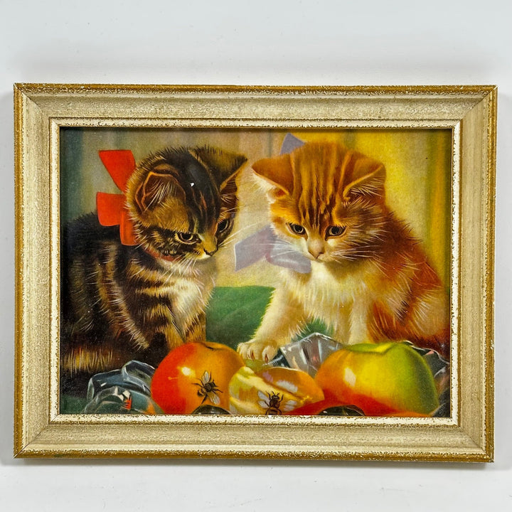 Retro Tavla med Kattungar och Frukter - Homy Secondhand Online