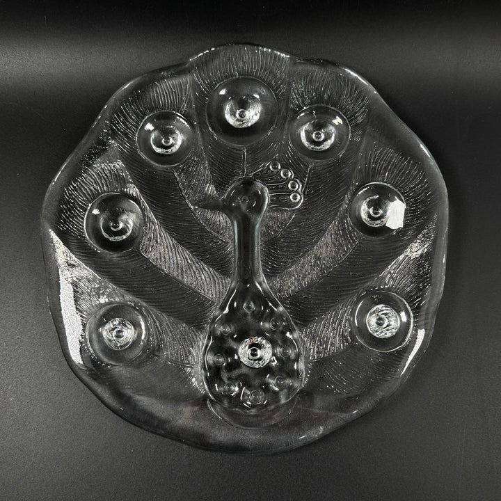 Elegant retro glasskål med påfågelmotiv