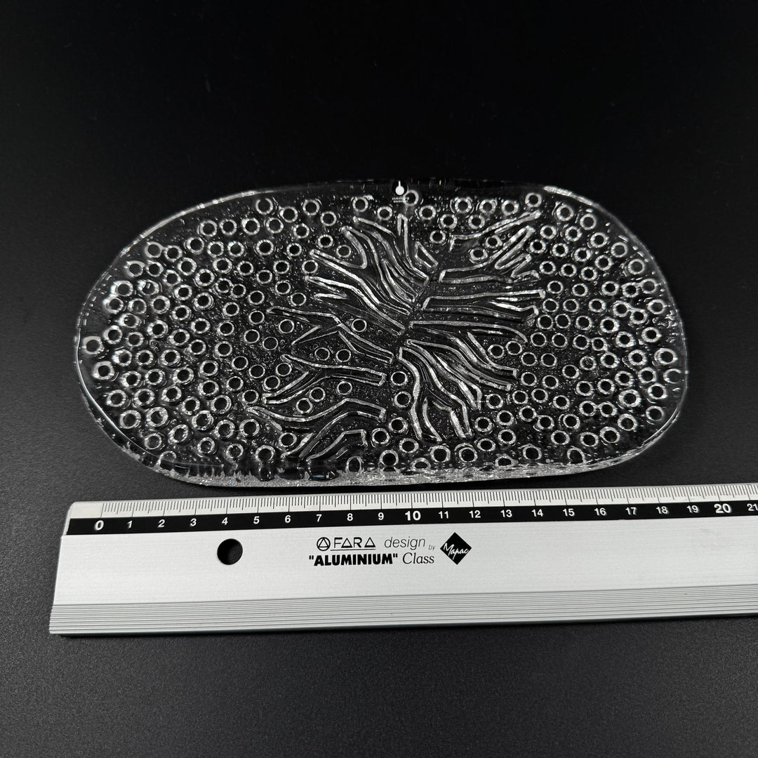 Retro oval glasskål i pressglas Pukeberg