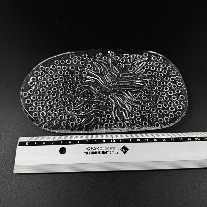 Retro oval glasskål i pressglas Pukeberg