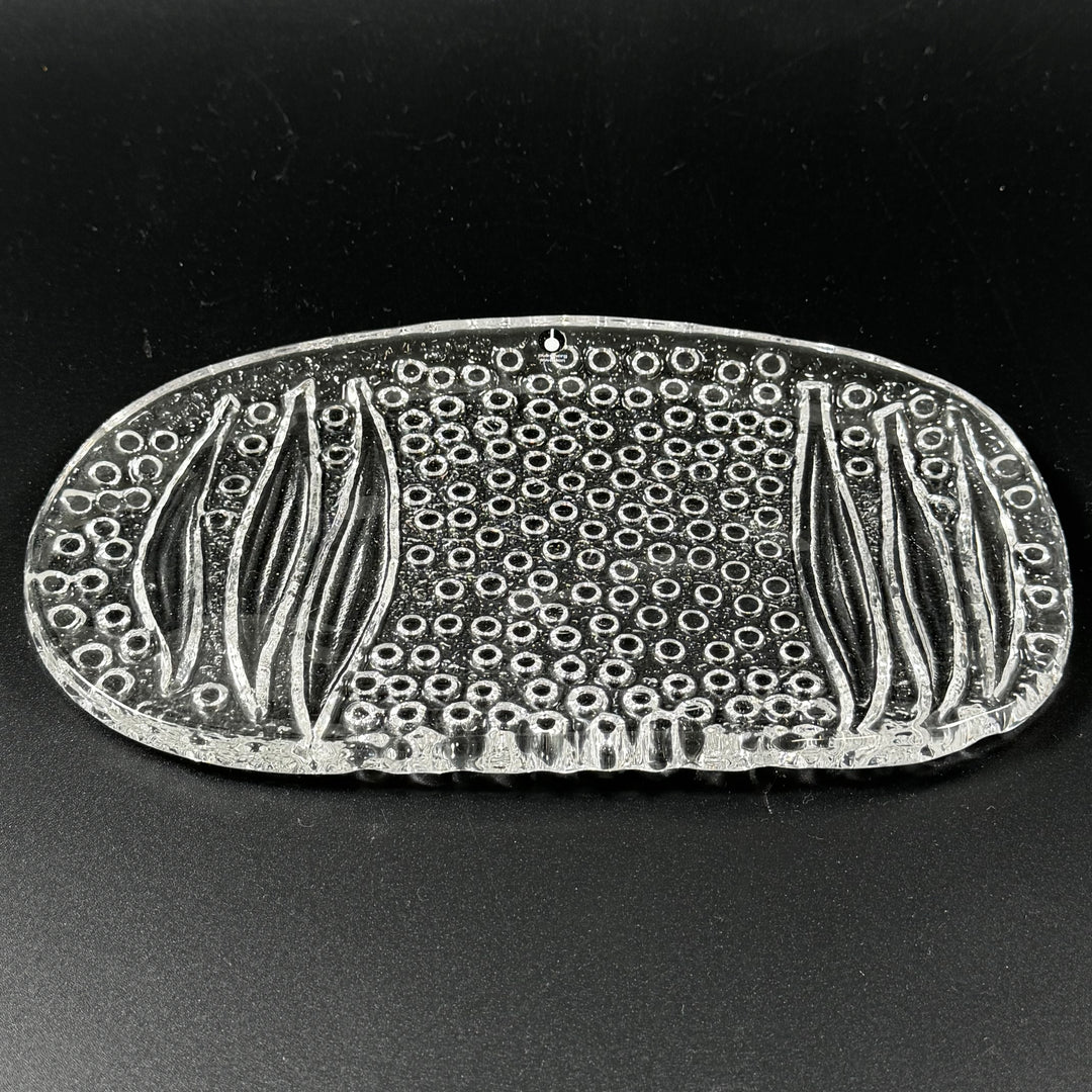 Retro oval glasskål i pressglas Pukeberg
