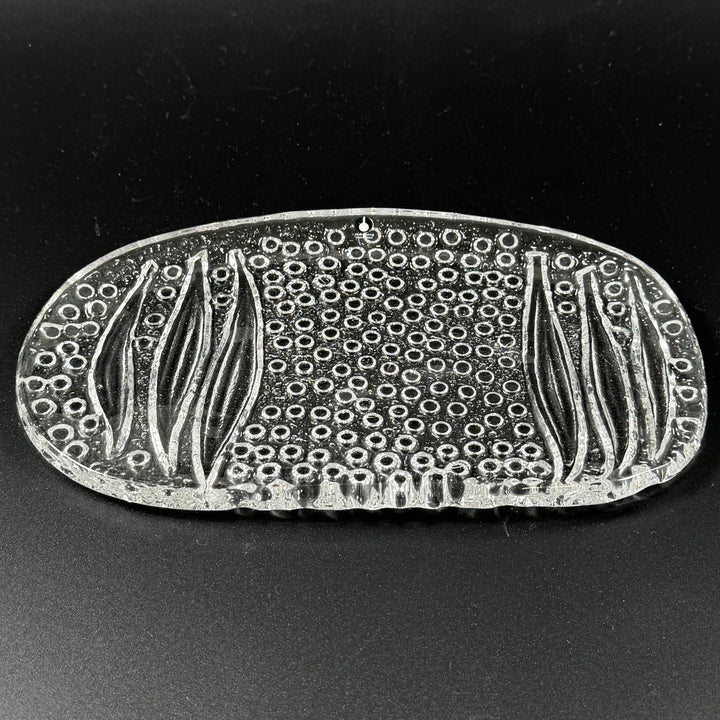 Retro oval glasskål i pressglas Pukeberg