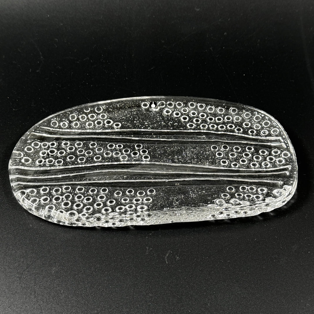 Retro oval glasskål i pressglas Pukeberg