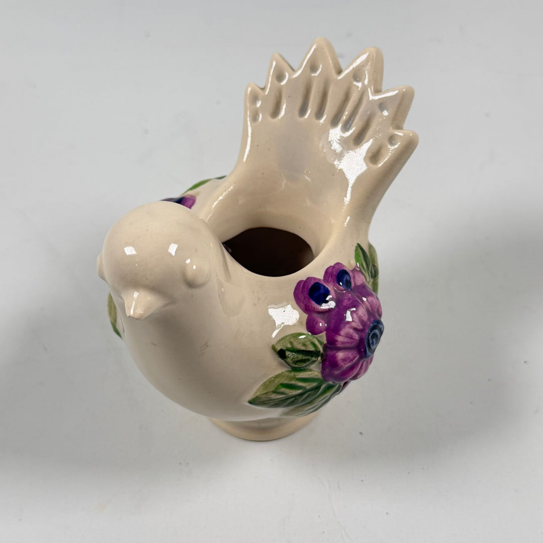 Färgglad keramikvas fågel design Rosa Ljung