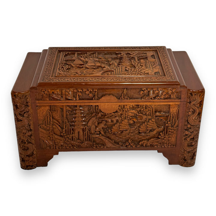 Chinese Camphor Antique Chest Luggage Box,